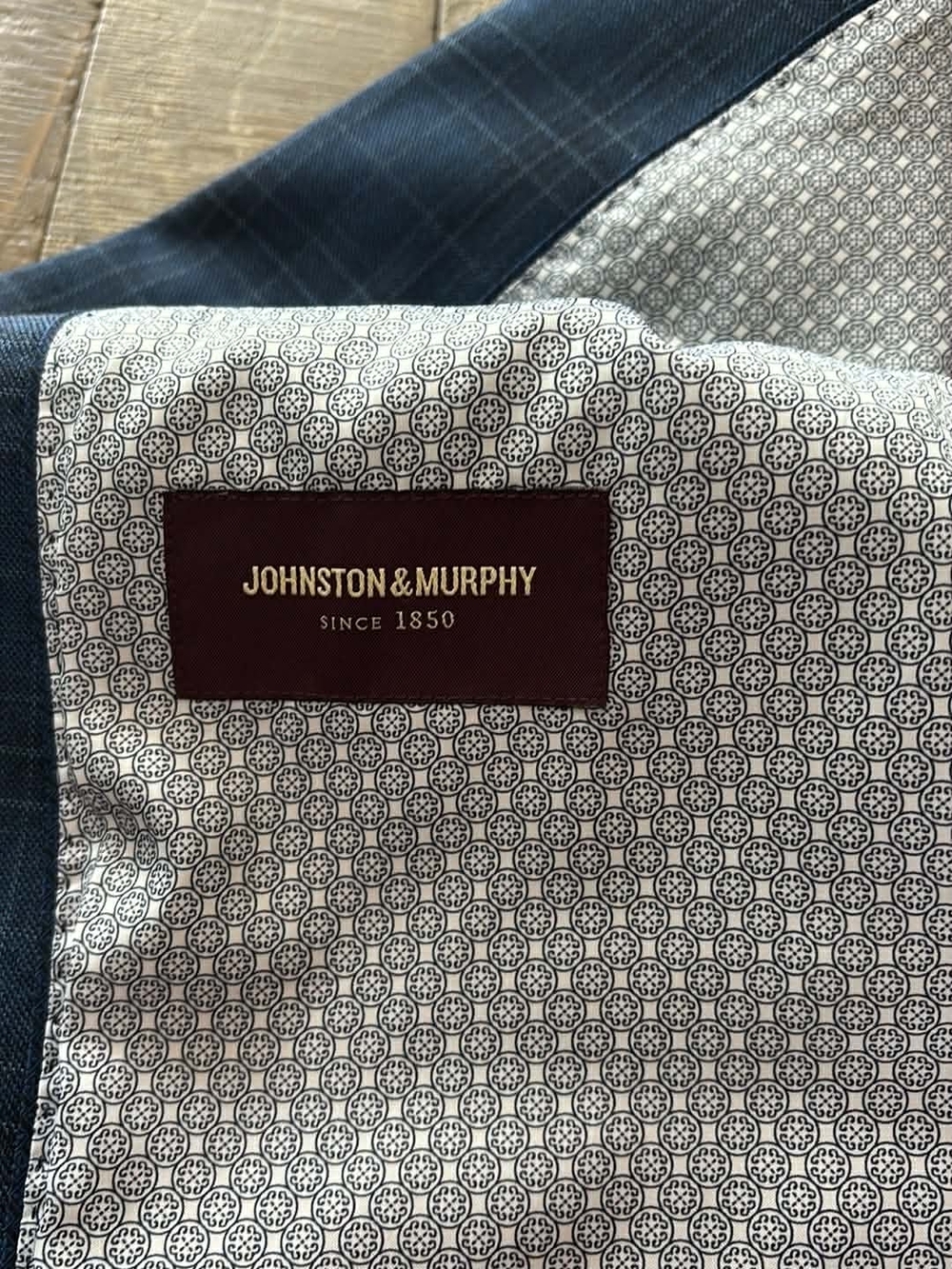 Johnston & Murphy Navy Blue Plaid Sport Coat Wool - Picture 9 of 9